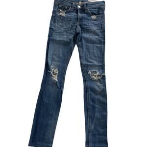 Rag & Bone Jeans Women 24 Blue Rip Dest Chester Skinny Denim Distressed‎ Cotton